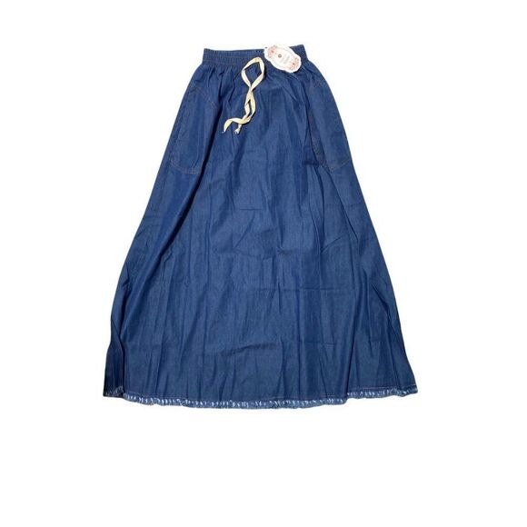 NEW Tesettur Dunyasi LACED HIJAB DENIM SKIRT DARK BLUE - Picture 7 of 9